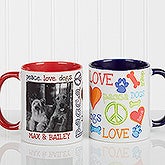 Personalized Pet Coffee Mugs - Peace, Love, Dogs - 13349