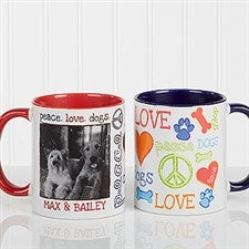 Personalized Pet Coffee Mugs - Peace, Love, Dogs - 13349