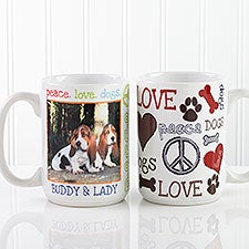 Personalized Pet Coffee Mugs - Peace, Love, Dogs - 13349