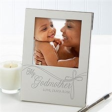 Personalized Engraved Silver Picture Frame for Godparents - 13428