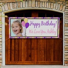 Personalized Birthday Party Photo Banners - Party Stripe - 13554