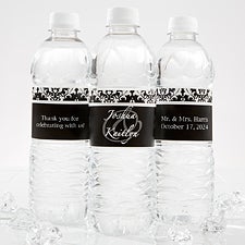 Personalized Damask Wedding Water Bottle Labels - 13609