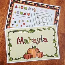 Personalized Kids Activity Placemat - Fun For Fall - 13637