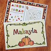 Personalized Kids Activity Placemat - Fun For Fall - 13637