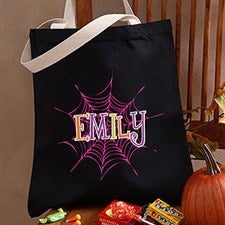Personalized Halloween Treat Bags - Spider Webs - 13669