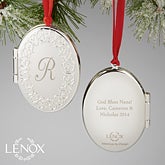 Personalized Photo Locket Christmas Ornaments - Lenox - Engraved Silver - 13680