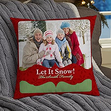 Personalized Christmas Photo Throw Pillow - Classic Holiday - 13791