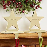 Personalized Stocking Holders - Engraved Brass Star - 13823