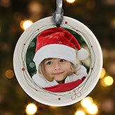 Personalized Photo Christmas Ornaments - Holiday Wreath - 13839