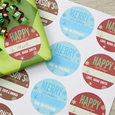 Personalized Christmas Gift Stickers - Seasons Greetings - 13841