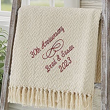 Personalized Wedding Anniversary Embroidered Afghan - 13892