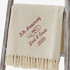 Personalized Wedding Anniversary Embroidered Afghan - 13892