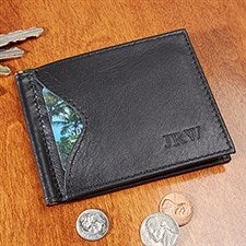 Personalized Men's Wallet - RFID Blocking Leather Cash Clip - 13905