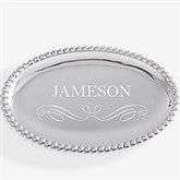 Personalized Oval Serving Tray - Mariposa String of Pearls - 13946