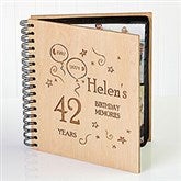 Engraved Wooden Birthday Photo Album - Birthday Memories Design - 1397