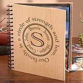 Personalized Wood Photo Albums with Engraved Family Name Initial - 1398