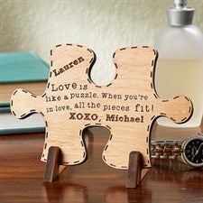 Personalized Romantic Keepsake Gifts - Perfect Match Wood Puzzle Piece - 14006