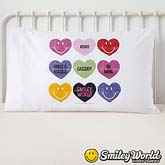 Personalized Smiley Face Kids Pillowcase -  Loving Hearts - 14011