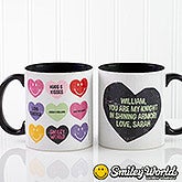 Personalized Coffee Mugs - Smiley Face Loving Hearts - 14013