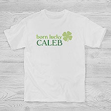 Personalized Four Leaf Clover Apparel - Born Lucky - 14055