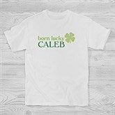 Personalized Four Leaf Clover Apparel - Born Lucky - 14055