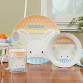 Personalized Easter Bunny Kids Dishes - Happy Easter - 14082D