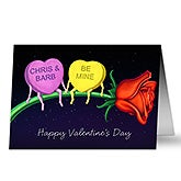 Personalized Valentine's Day Greeting Cards - Candy Heart Rose - 14139