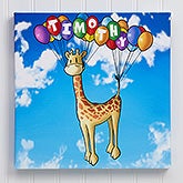 Personalized Kids Room Decor - Floating Zoo Canvas Print - 14184