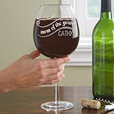 Personalized Wine Glass - Whole Bottle - Mom Of The Year - 14242