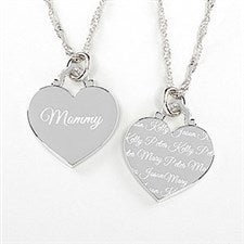 Engraved Silver Heart Necklace - Custom 