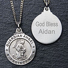 Personalized Kids Pendant Necklace - Guardian Angel - 14351