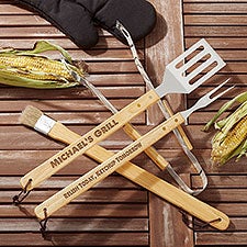 Personalized BBQ Grill Utensil Set - You Name It - 14378