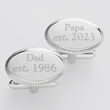 Personalized Silver Cufflinks - Date Established - 14380
