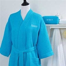 Personalized Ladies Bathrobe  Makeup Bag - Aqua - 14396