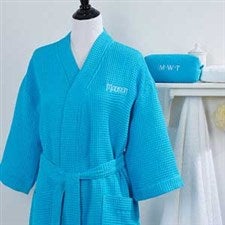 Personalized Ladies Bathrobe & Makeup Bag - Aqua - 14396