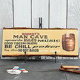 Personalized Man Cave Rules Plaque - Basswood Plank - 14399