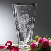 Personalized Etched Crystal Vase - Rose Romance - 14447