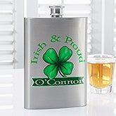 Personalized Drinking Flask - Good Luck Clover - 14465