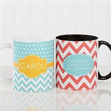 Personalized Coffee Mugs - Preppy Chic Chevron - 14559