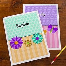 Personalized Girls Folders - Flowers, Butterflies, Ladybugs  Cupcakes - 14629
