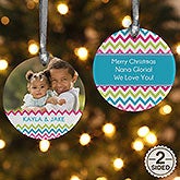 Personalized Photo Christmas Ornaments - Double Sided Chevron - 14633