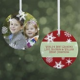 Personalized Photo Christmas Ornament - Snowflakes - Double Sided - 14638