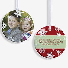 Personalized Photo Christmas Ornament - Snowflakes - Double Sided - 14638
