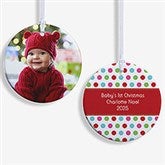 Personalized Photo Christmas Ornament - Baby - Polka Dot - Double Sided - 14641