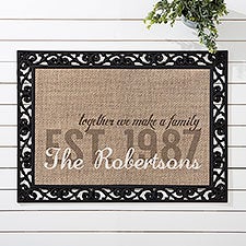 Personalized Burlap Family Doormat - Together We Make A Family - 14705