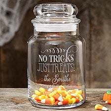 Personalized Halloween Treat Jar - No tricks, just treats - 14750