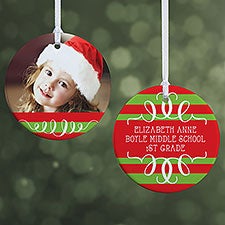 Personalized Photo Christmas Ornament - Classic Christmas - Double Sided - 14807