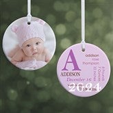 Personalized Baby Photo Christmas Ornaments - Baby Birth - Double Sided - 14842