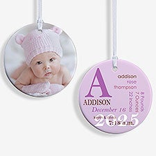 Personalized Baby Photo Christmas Ornaments - Baby Birth - Double Sided - 14842