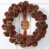 Personalized Winter Pinecone Wreaths - Happy Holidays - 14844